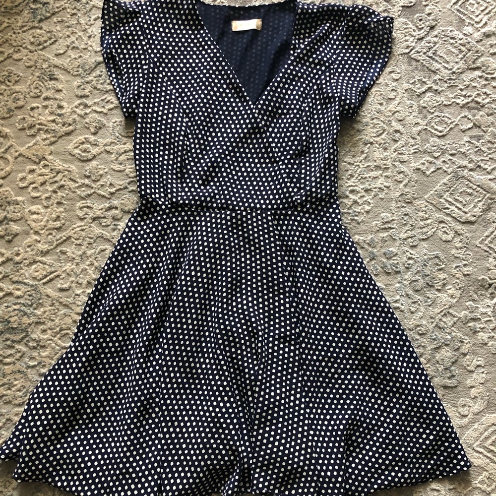 SOLD: Altar’d State blue polka dot wrap dress size small